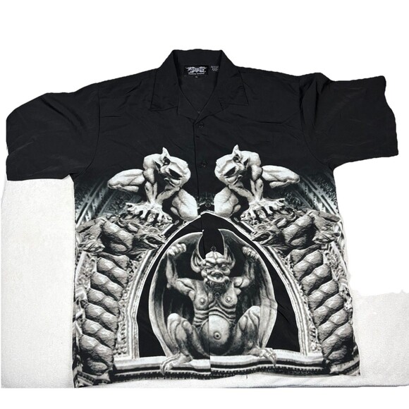 Vintage Dragonfly Gargoyle Shirt‎ XL Black Gothic Demon Obscene Rare Y2K